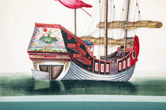 Set of 12 Gouaches of Chinese Junks and Other Vessels by Youqua