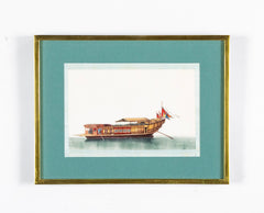 Set of 12 Gouaches of Chinese Junks and Other Vessels by Youqua