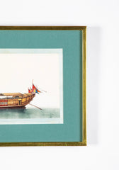 Set of 12 Gouaches of Chinese Junks and Other Vessels by Youqua