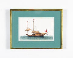 Set of 12 Gouaches of Chinese Junks and Other Vessels by Youqua