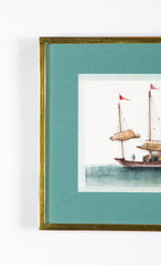 Set of 12 Gouaches of Chinese Junks and Other Vessels by Youqua