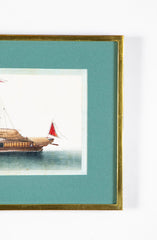 Set of 12 Gouaches of Chinese Junks and Other Vessels by Youqua