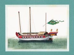 Set of 12 Gouaches of Chinese Junks and Other Vessels by Youqua