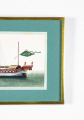 Set of 12 Gouaches of Chinese Junks and Other Vessels by Youqua