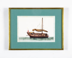 Set of 12 Gouaches of Chinese Junks and Other Vessels by Youqua