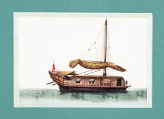 Set of 12 Gouaches of Chinese Junks and Other Vessels by Youqua