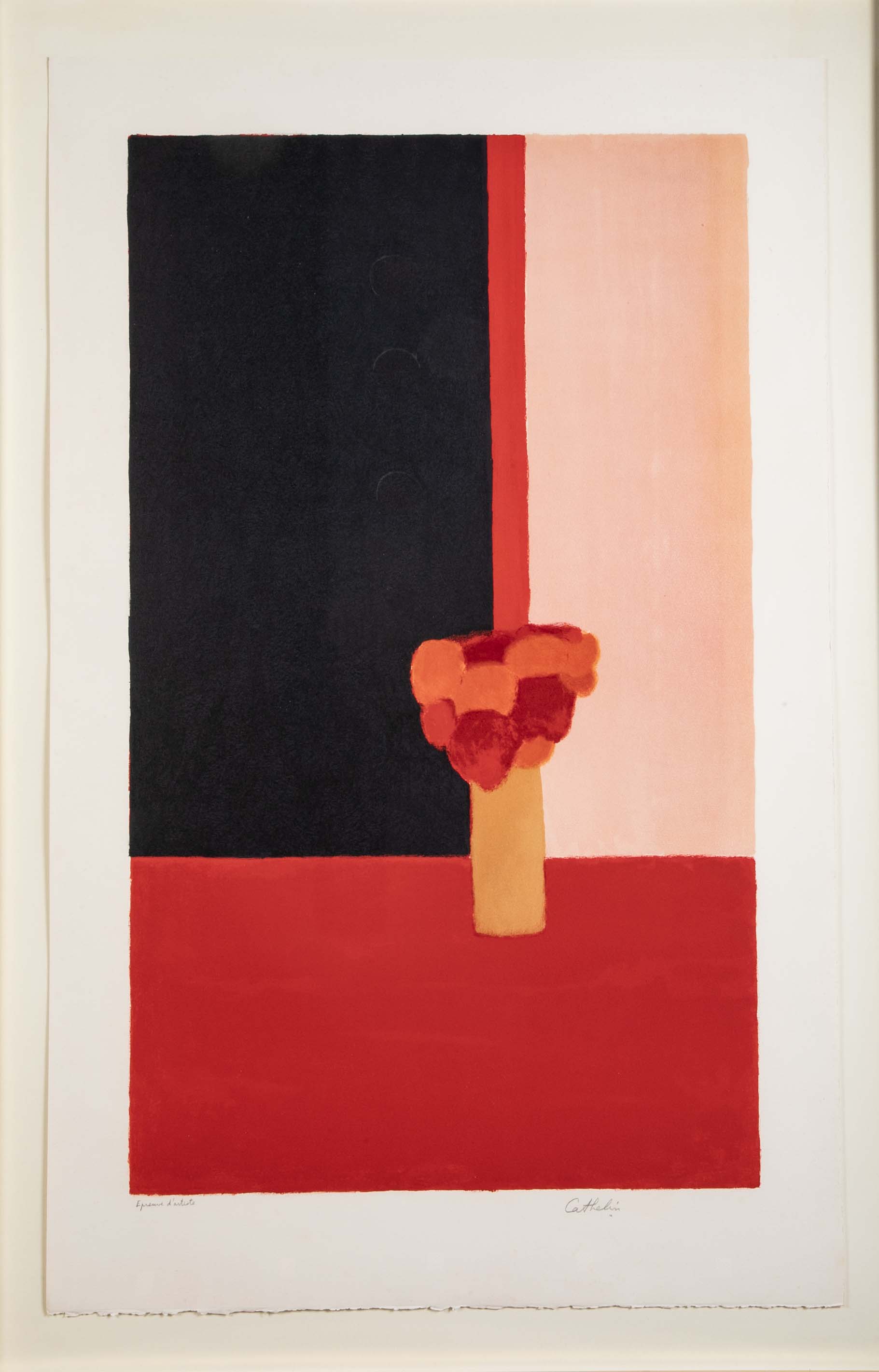"Tokonoma, Rouge et Noir" Lithograph in Colors by Bernard Cathelin