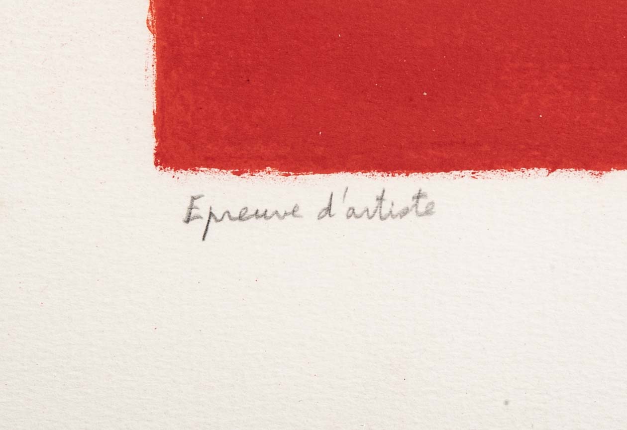 "Tokonoma, Rouge et Noir" Lithograph in Colors by Bernard Cathelin