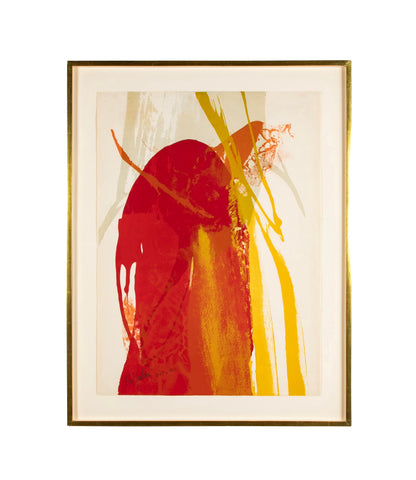 "Red Parrot" Color Lithograph by Paul Jenkins