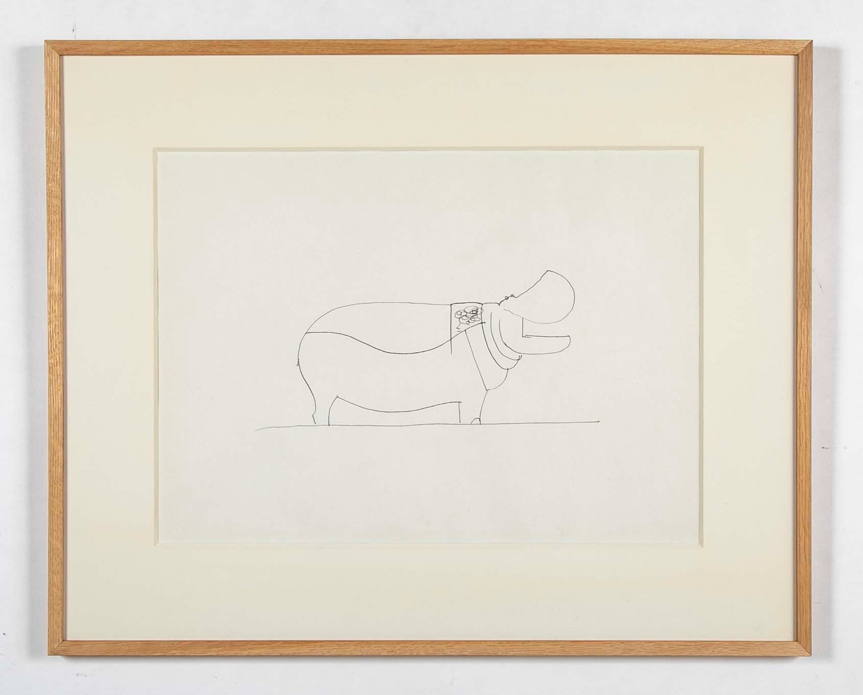 Ink Sketch on Ingres Paper Attributed to Francois- Xavier Lalanne