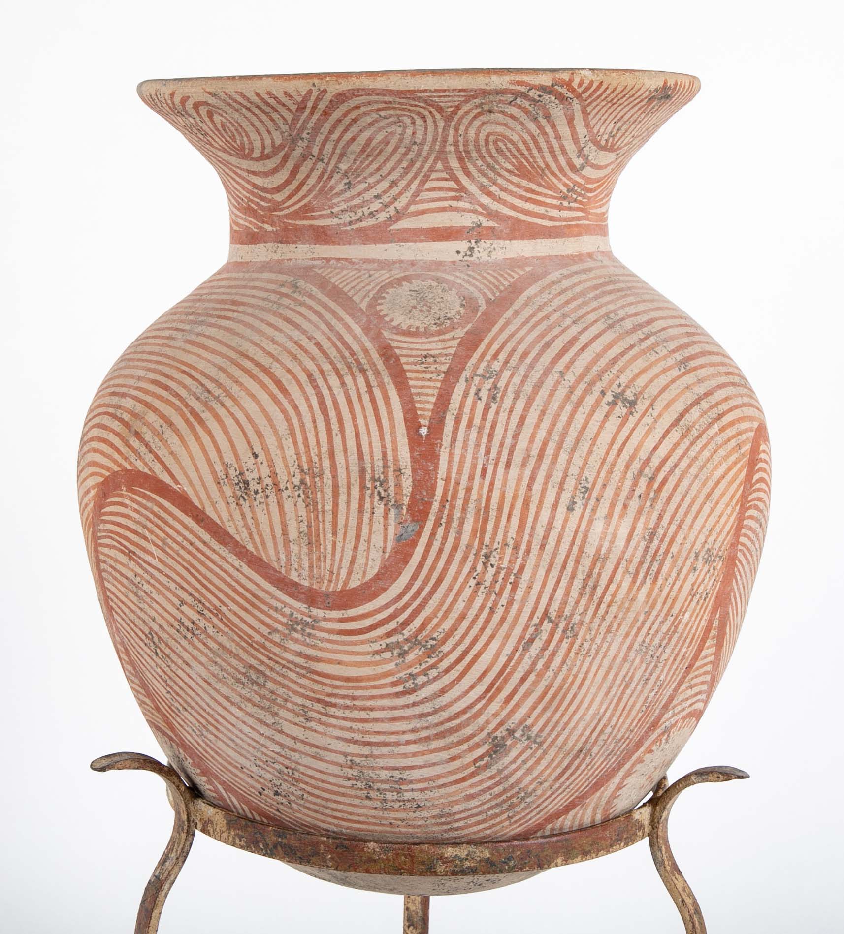 Thai "Ban Chiang" Pottery Vessel On Stand