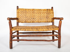 American Handcrafted Woven Rush Loveseat by Old Hickory Furniture