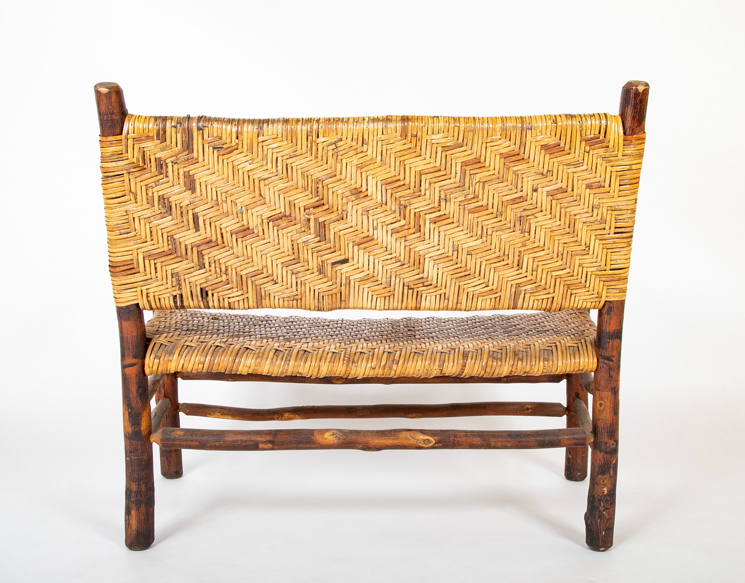 American Handcrafted Woven Rush Loveseat by Old Hickory Furniture