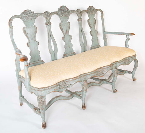 A Mid 18th Century Painted Swedish Rococo Sofa Bench