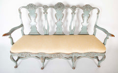 A Mid 18th Century Painted Swedish Rococo Sofa Bench
