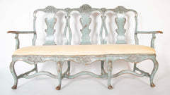 A Mid 18th Century Painted Swedish Rococo Sofa Bench