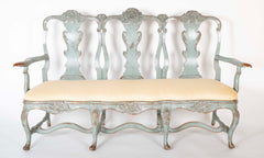A Mid 18th Century Painted Swedish Rococo Sofa Bench
