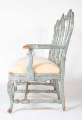 A Mid 18th Century Painted Swedish Rococo Sofa Bench