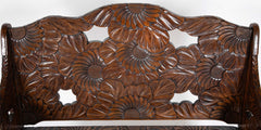 Detailed Flower Carved Beech Wood Bench for Liberty of London
