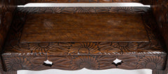 Detailed Flower Carved Beech Wood Bench for Liberty of London