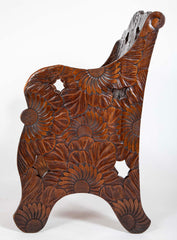 Detailed Flower Carved Beech Wood Bench for Liberty of London