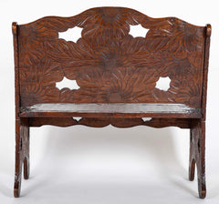 Detailed Flower Carved Beech Wood Bench for Liberty of London