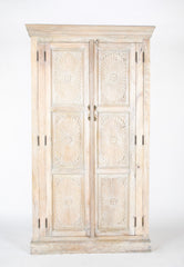 An Indian Painted Teak "Almirah" with Carved Panels