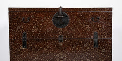 Chestnut Korean Palace Blanket Chest with Brass & Abalone Inlay