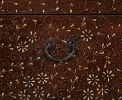 Chestnut Korean Palace Blanket Chest with Brass & Abalone Inlay