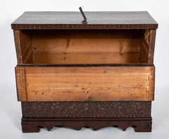 Chestnut Korean Palace Blanket Chest with Brass & Abalone Inlay
