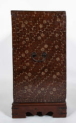 Chestnut Korean Palace Blanket Chest with Brass & Abalone Inlay