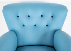 Danish Armchair Upholstered in Holland & Sherry Fabric