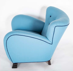 Danish Armchair Upholstered in Holland & Sherry Fabric