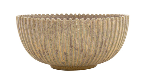 Arne Bang Greenish Glazed Fluted Round Bowl in Stoneware