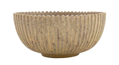 Arne Bang Greenish Glazed Fluted Round Bowl in Stoneware