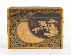 Rectangular Gold and Black Laquer Box with Top