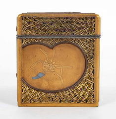 Rectangular Gold and Black Laquer Box with Top
