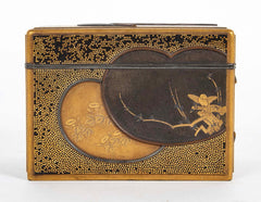 Rectangular Gold and Black Laquer Box with Top