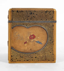 Rectangular Gold and Black Laquer Box with Top