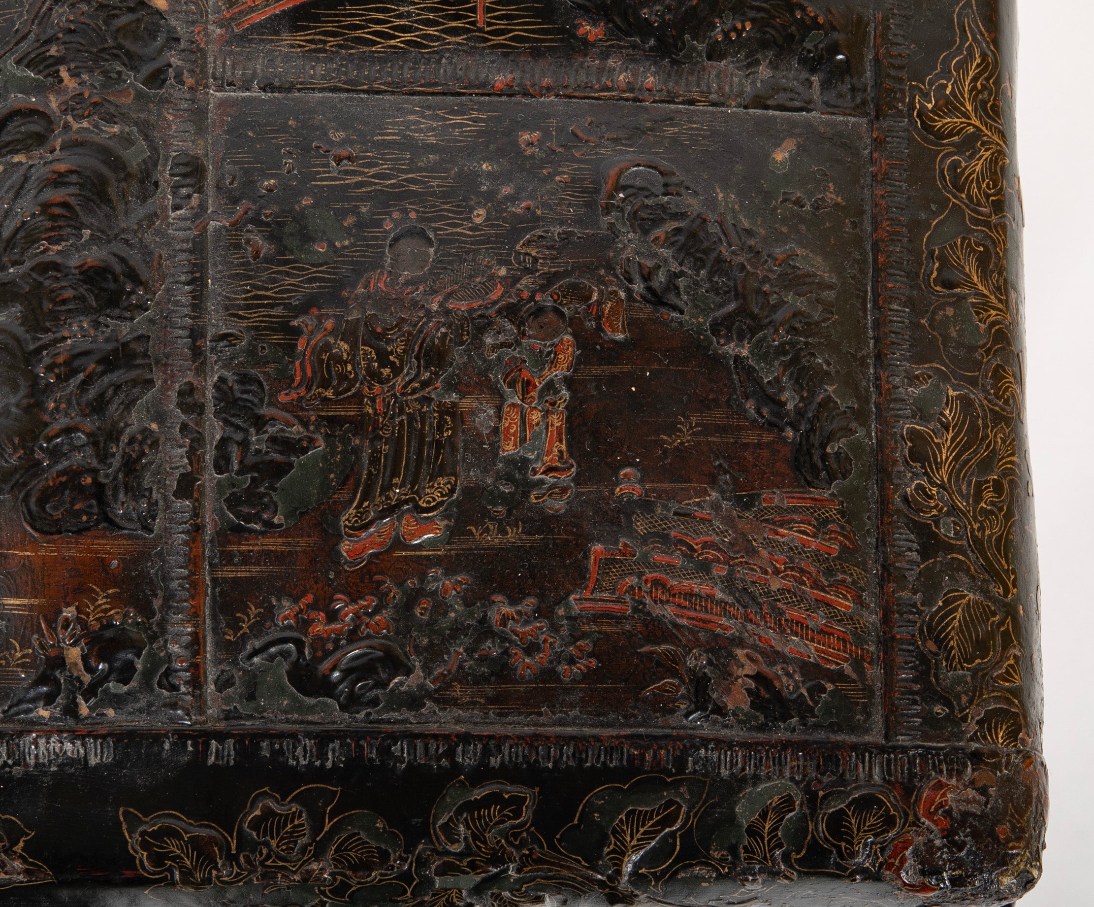 19th Century Chinese Travel Chest of Gilt Lacquer