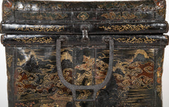 19th Century Chinese Travel Chest of Gilt Lacquer