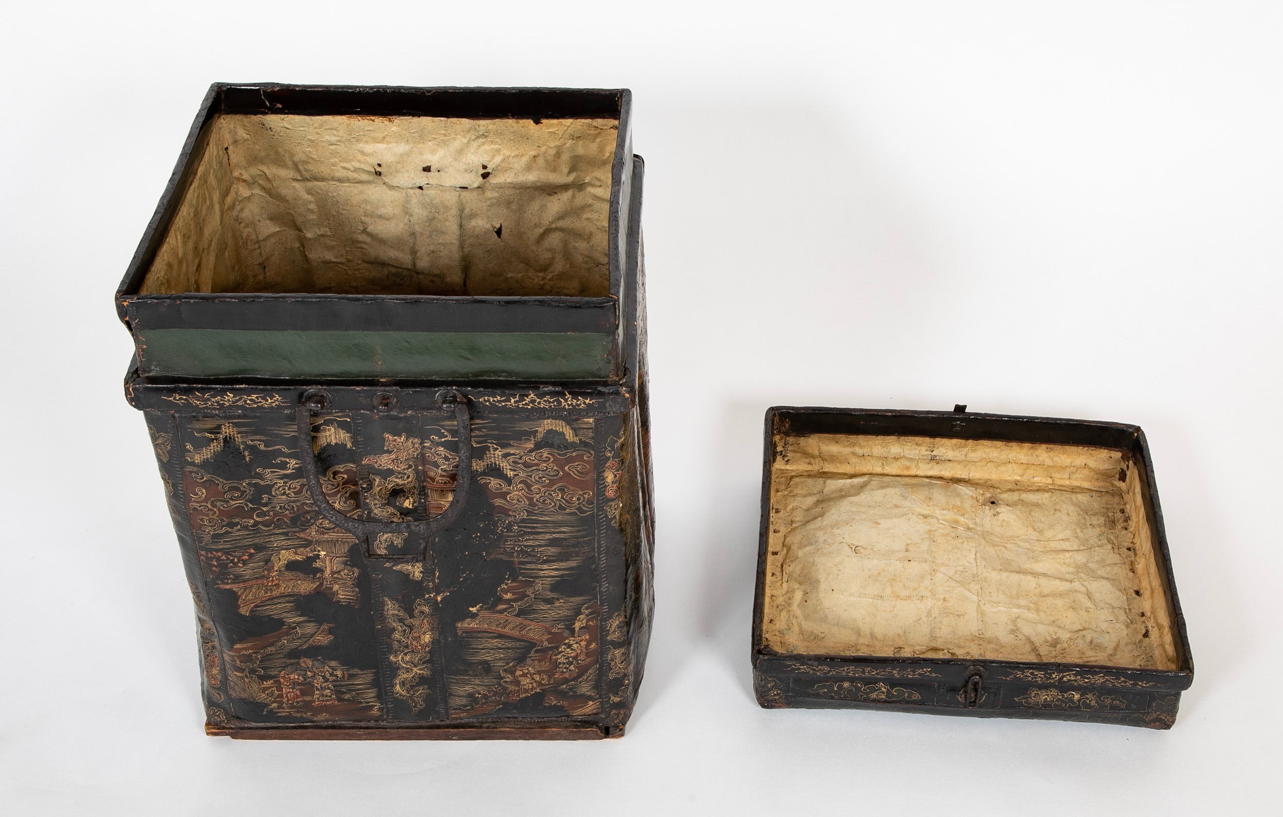 19th Century Chinese Travel Chest of Gilt Lacquer