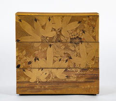 Three Tier Japanese Jubako Maki-e Lacquer Box