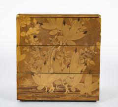Three Tier Japanese Jubako Maki-e Lacquer Box