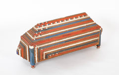 Large Tramp Art Box in Red, White and Blue Painted Stepped Form
