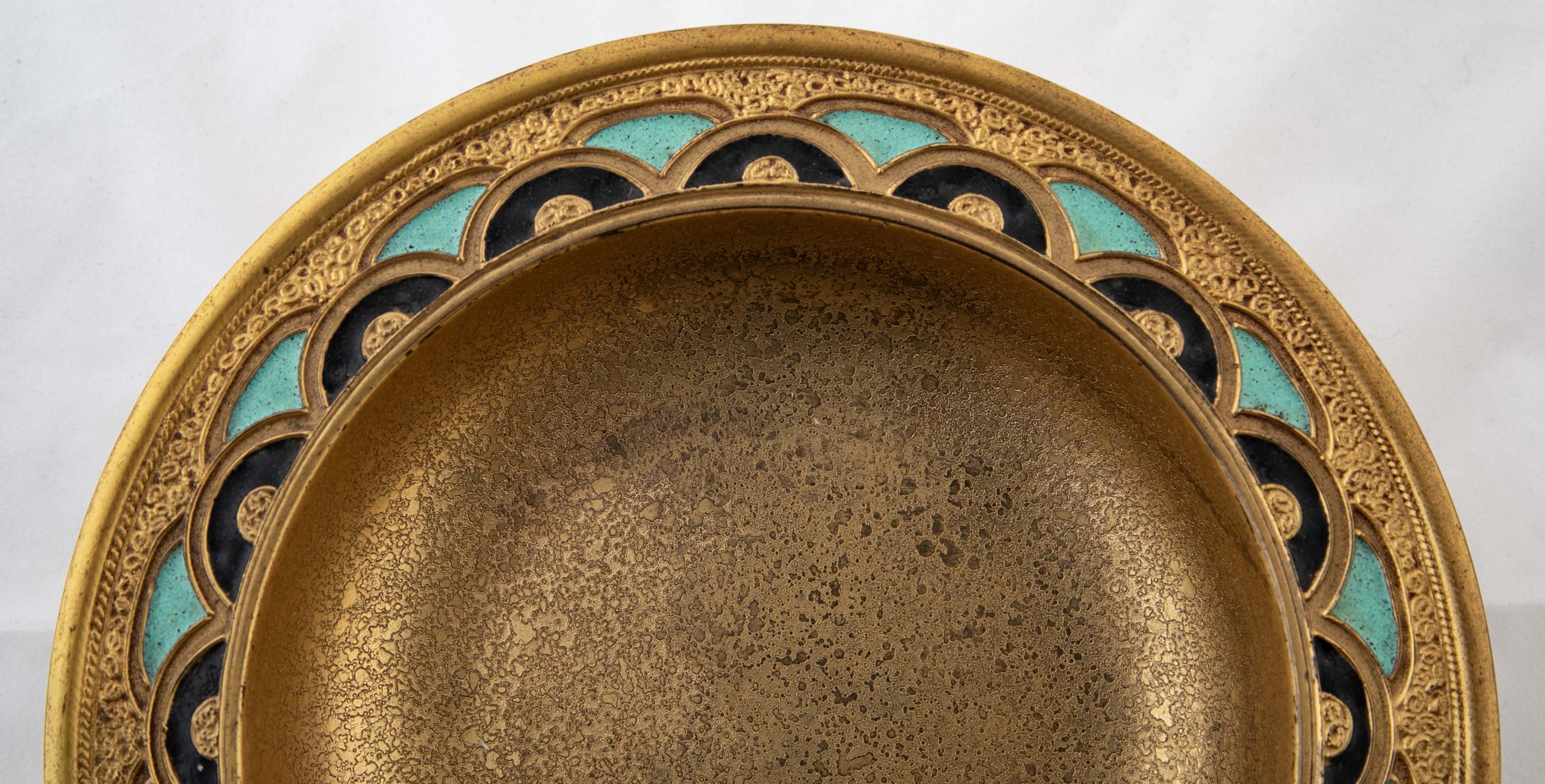A Bronze & Enamel Compote by Louis C. Tiffany Furnaces Inc.