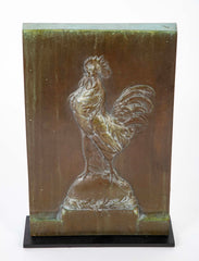 SOLD 4/15/25.  Patinated Bronze Relief of a Cockerel by C.H. Paillet
