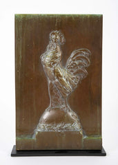 SOLD 4/15/25.  Patinated Bronze Relief of a Cockerel by C.H. Paillet