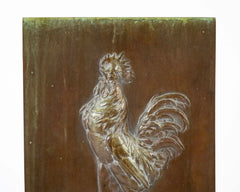 SOLD 4/15/25.  Patinated Bronze Relief of a Cockerel by C.H. Paillet