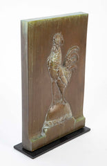 SOLD 4/15/25.  Patinated Bronze Relief of a Cockerel by C.H. Paillet